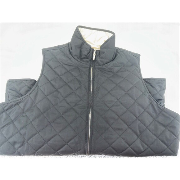 Lauren Ralph Lauren Jackets & Blazers - Lauren Ralph Lauren Black Cream Zip Quilted Reversible Vest Pockets M EUC